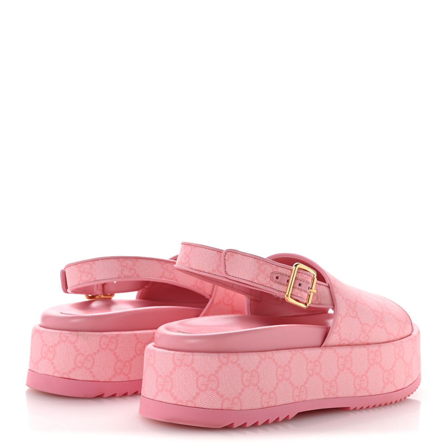 Gucci GG Supreme Monogram Granada Kid Angelina Platform 35mm Slingback Sandals 39 Cotton Candy Dark Cotton Candy Wild Rose 5 of 12