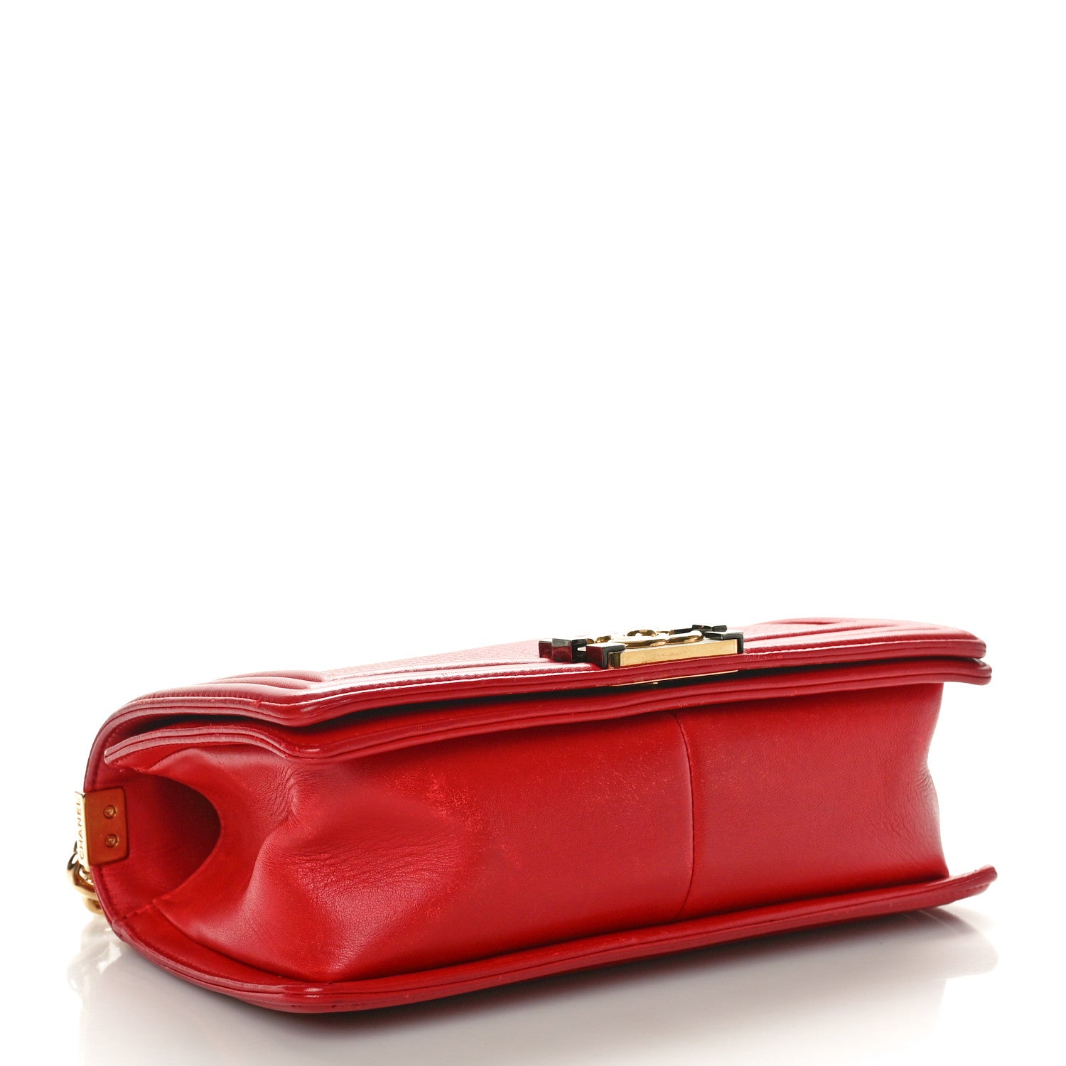 Chanel Lambskin Embossed Medium Boy Cube Flap Red 4 of 15