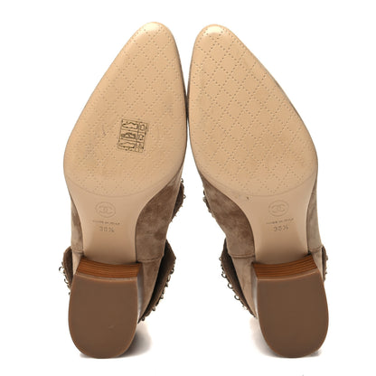 Chanel Suede Calfskin Chain CC Short Boots 38.5 Beige 5 of 8
