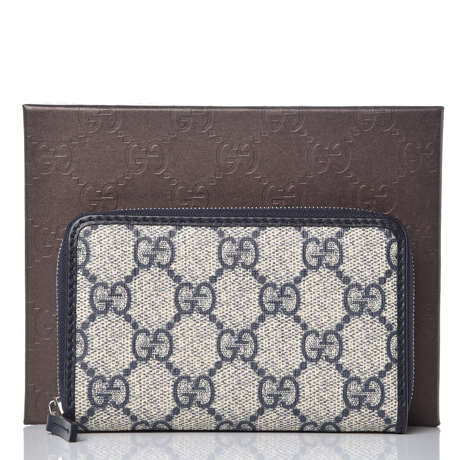 Gucci GG Supreme Monogram Zip Around Card Case Blue 8 of 8