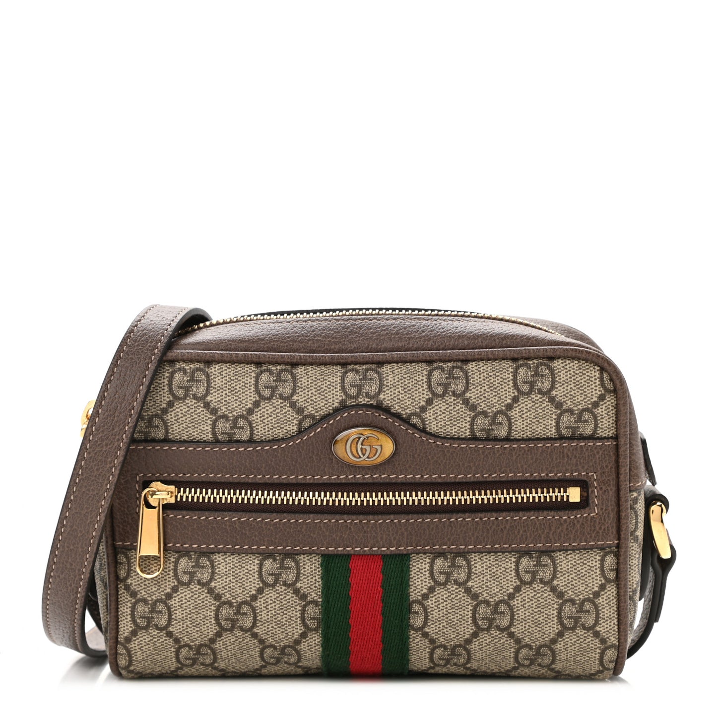 GG Supreme Monogram Web Mini Ophidia Shoulder Bag Brown
