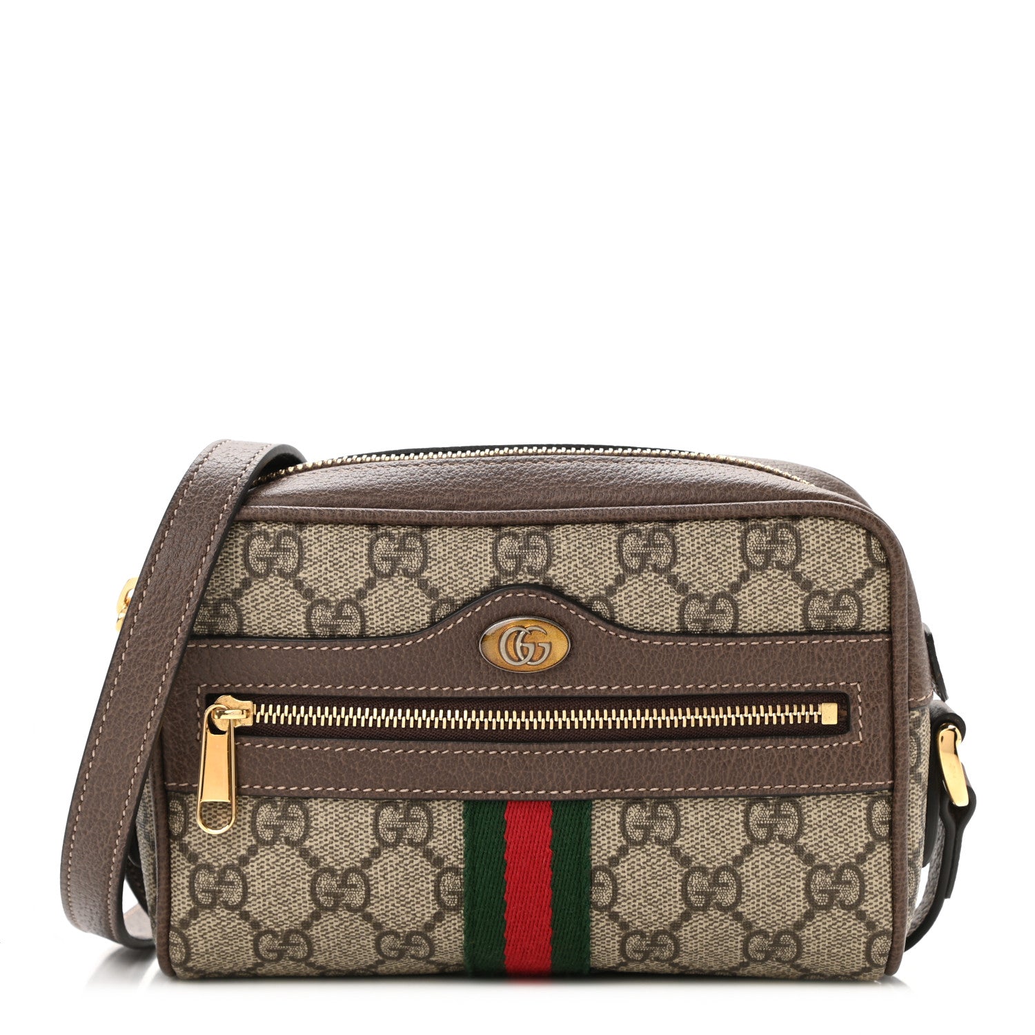 Gucci GG Supreme Monogram Web Mini Ophidia Shoulder Bag Brown 1 of 11