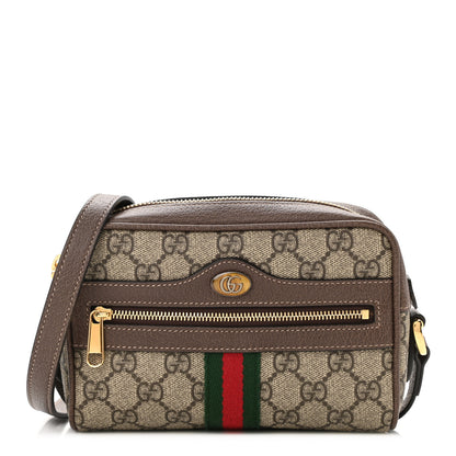 Gucci GG Supreme Monogram Web Mini Ophidia Shoulder Bag Brown 1 of 11