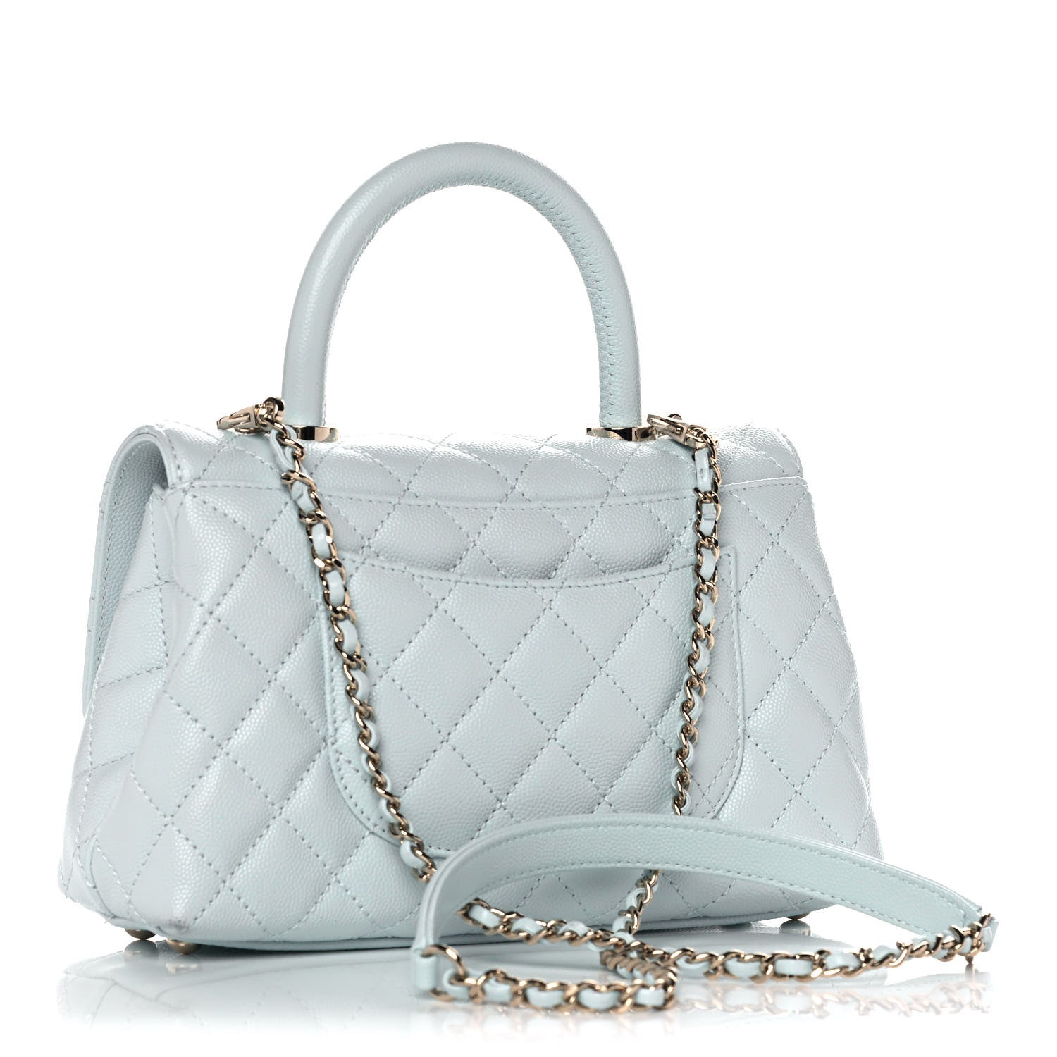 Chanel Caviar Quilted Mini Coco Handle Flap Light Blue 3 of 13