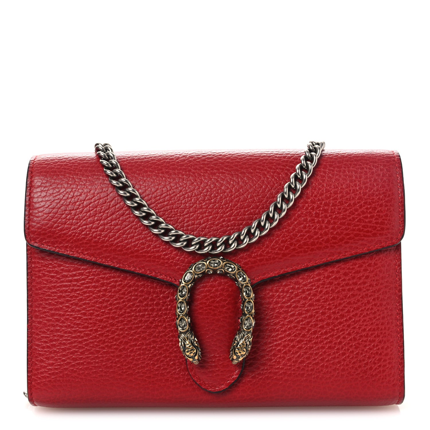 Gucci Calfskin Mini Dionysus Chain Wallet Hibiscus Red 1 of 10