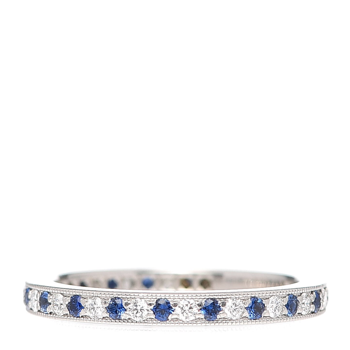Platinum Diamond Blue Sapphire Legacy Eternity Band Ring 52 6