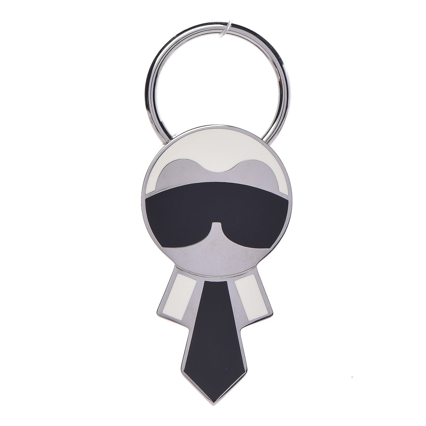 Metal Karlito Mirror Bag Charm Silver