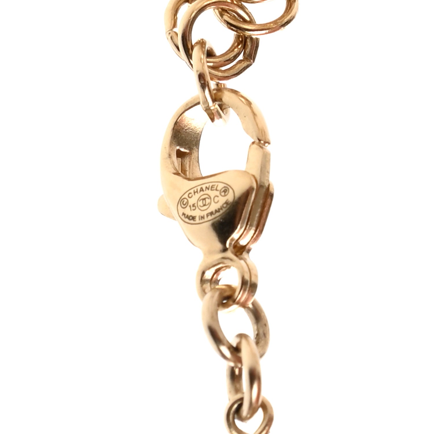 Chanel Pearl Baguette Crystal CC Moon Long Necklace Gold 6 of 6