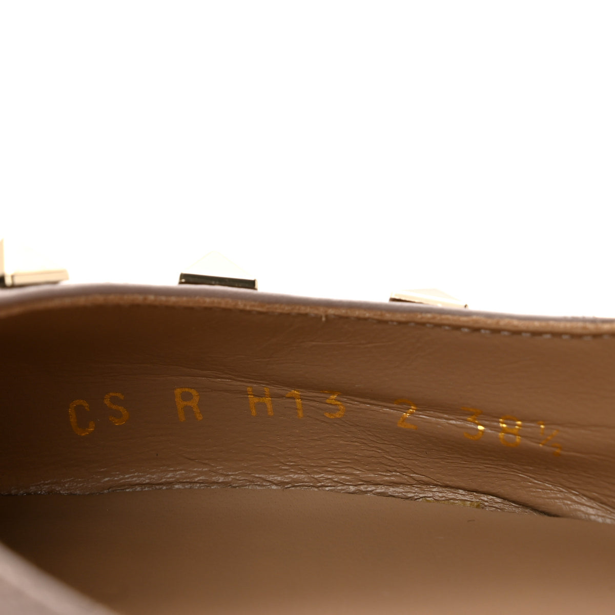 Valentino Garavani Pebbled Calfskin Rockstud Slingback Flats 38.5 Poudre 9 of 10