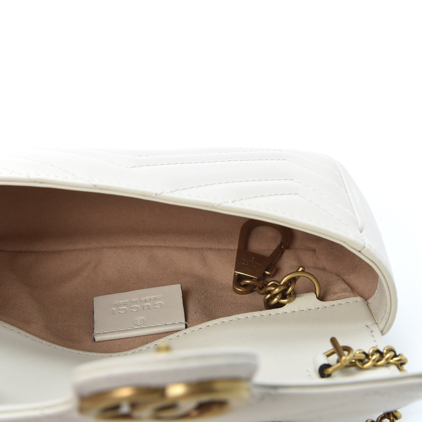 Calfskin Matelasse Super Mini GG Marmont Shoulder Bag White