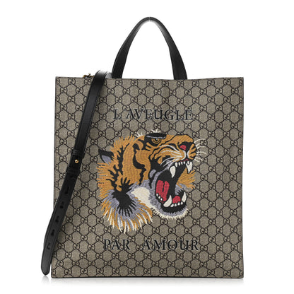 Gucci GG Supreme Monogram L'Aveugle Par Amour Print Vertical Tote Black 1 of 10