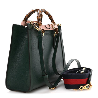 Gucci Textured Dollar Calfskin Web Diana Tote Bag Vintage Green Powder Pink 3 of 10