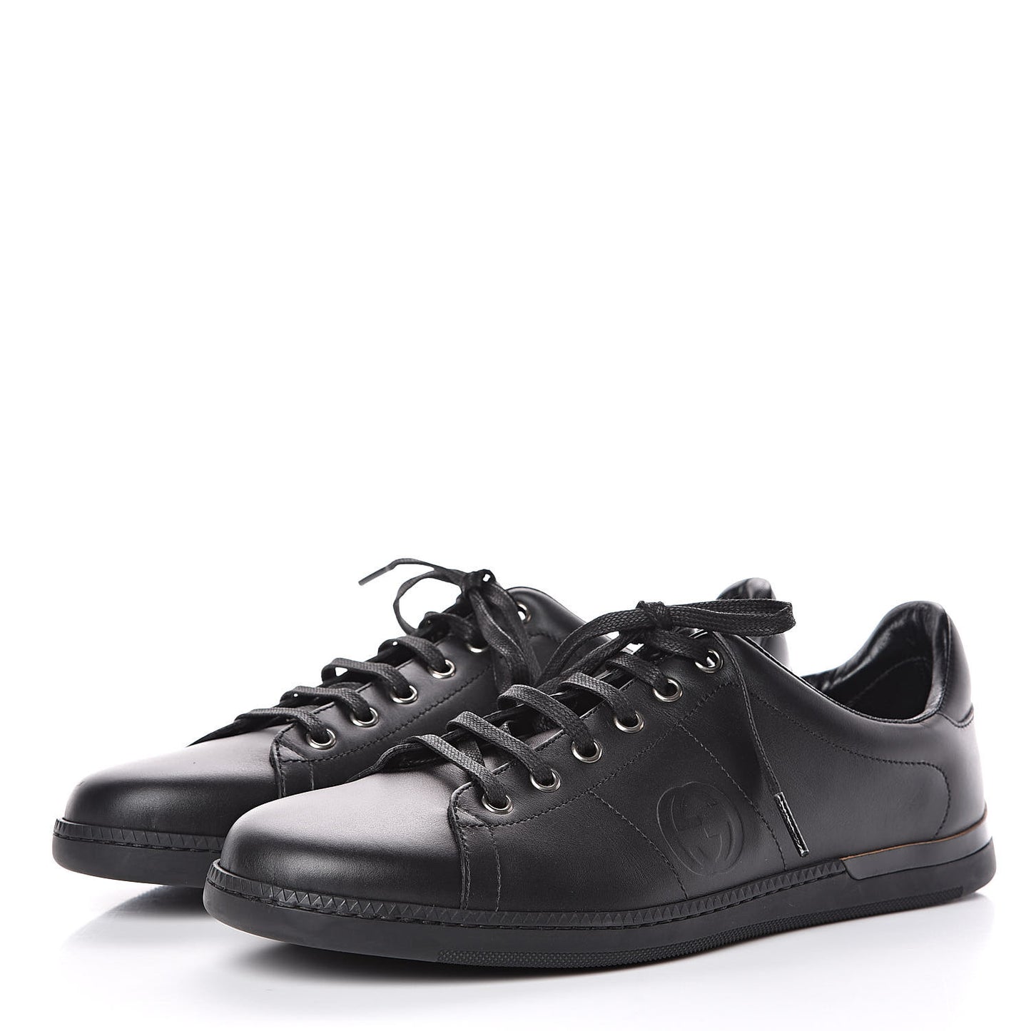 Calfskin Womens Interlocking G Sneakers 40 Black