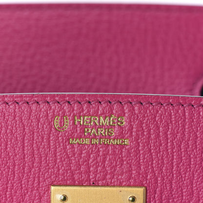 Hermes Chevre Mysore Horseshoe Birkin 30 Rose Shocking Celeste 17 of 34
