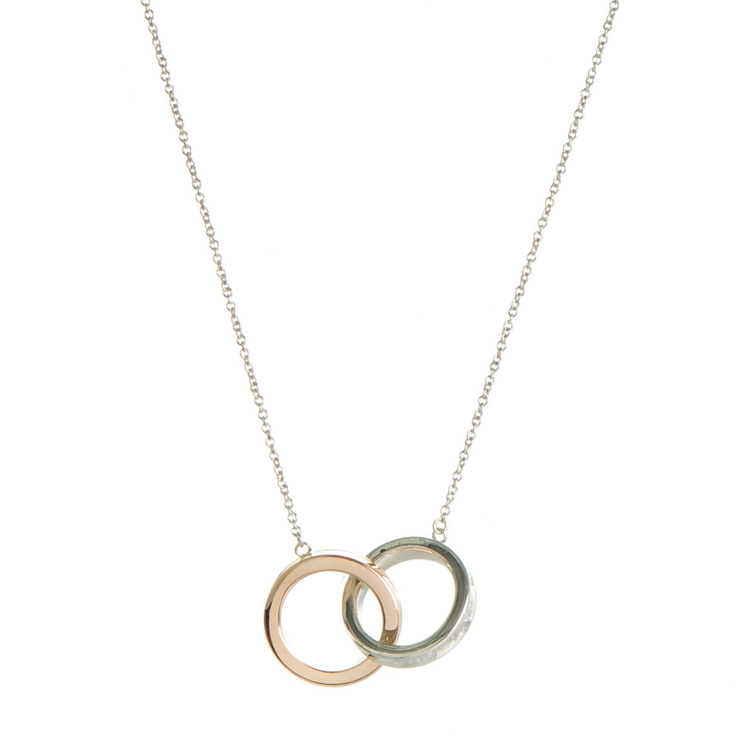 Sterling Silver 18K Rose Gold 1837 Interlocking Circles Pendant Necklace