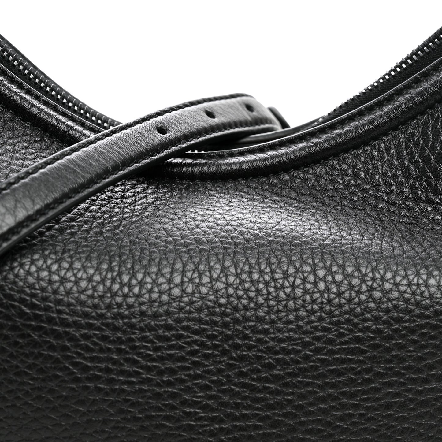 Grainy Calfskin Monochrome Small Vlogo Moon Hobo Bag Black