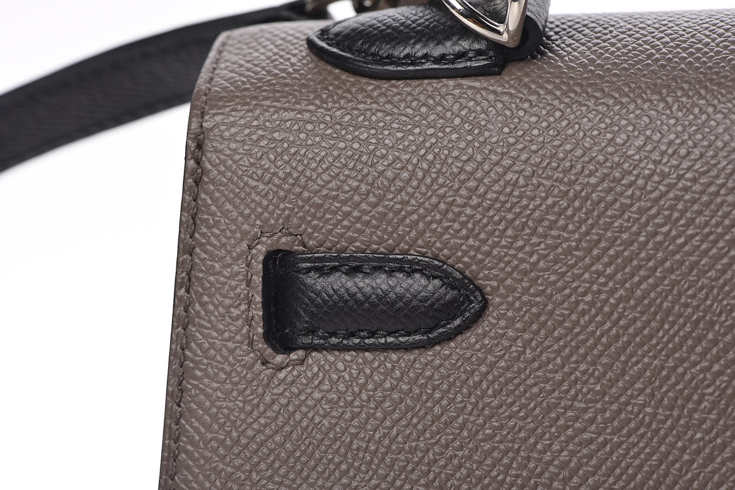 Hermes Epsom Bi Color Horseshoe Kelly Sellier 25 Etain Black 15 of 40