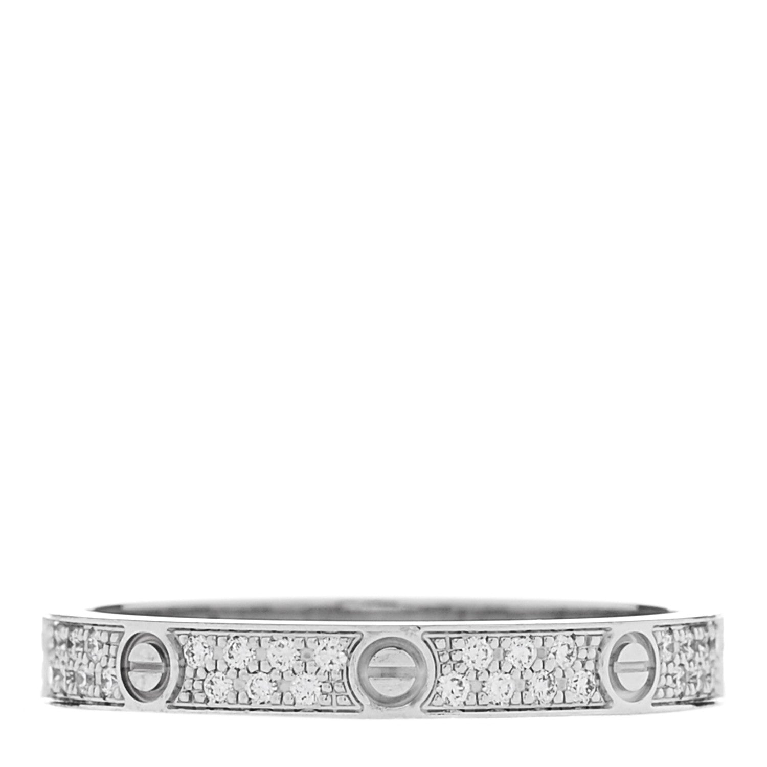 Cartier 18K White Gold Diamond 2.6mm LOVE Paved Band Ring 51 5.75 1 of 6