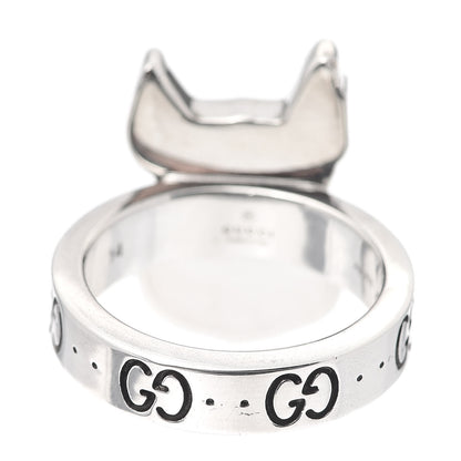 Gucci Sterling Silver Enamel Orso Ring 54 6.75 3 of 6
