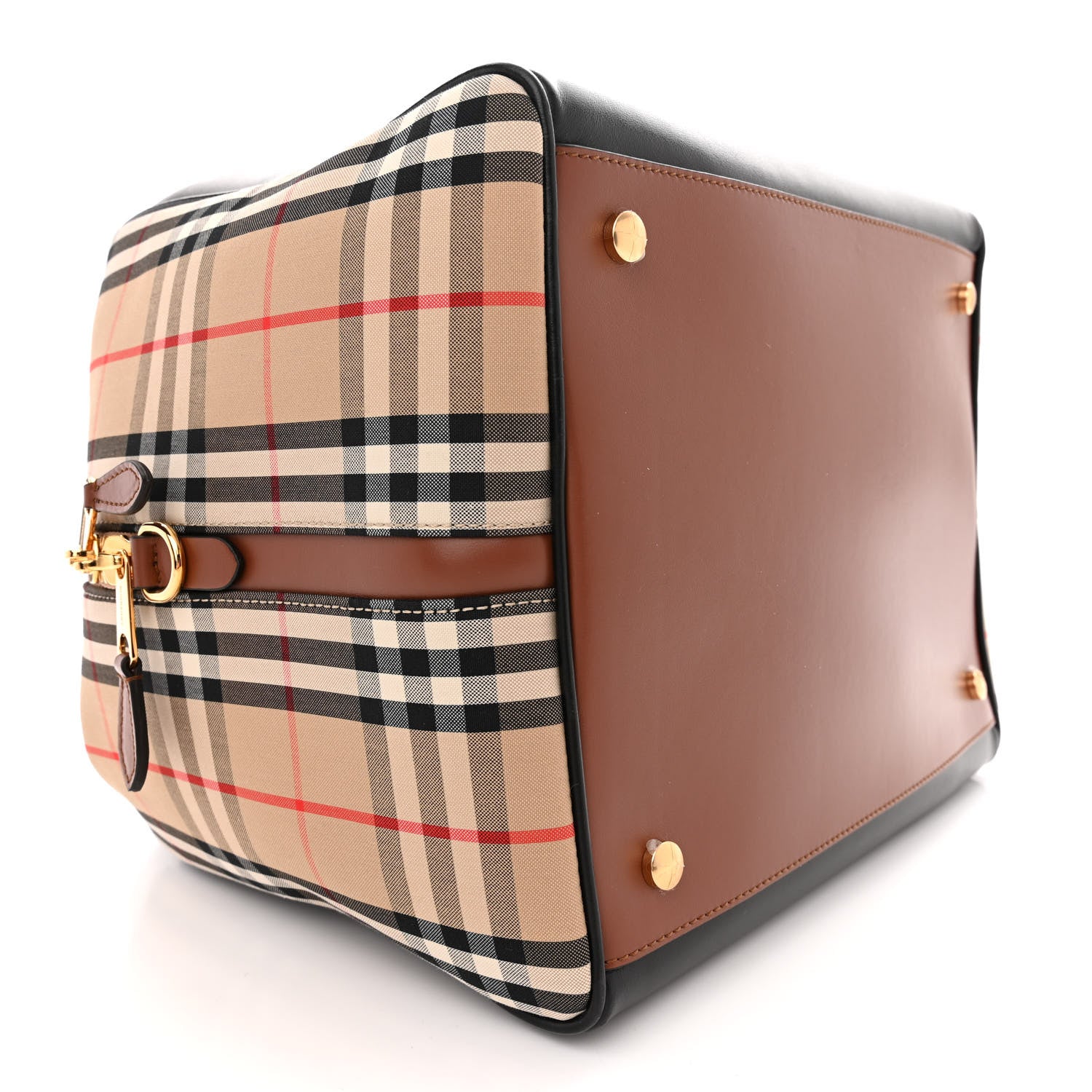 Burberry Smooth Calfskin House Check Medium Cube Bowling Bag Archive Beige 10 of 12
