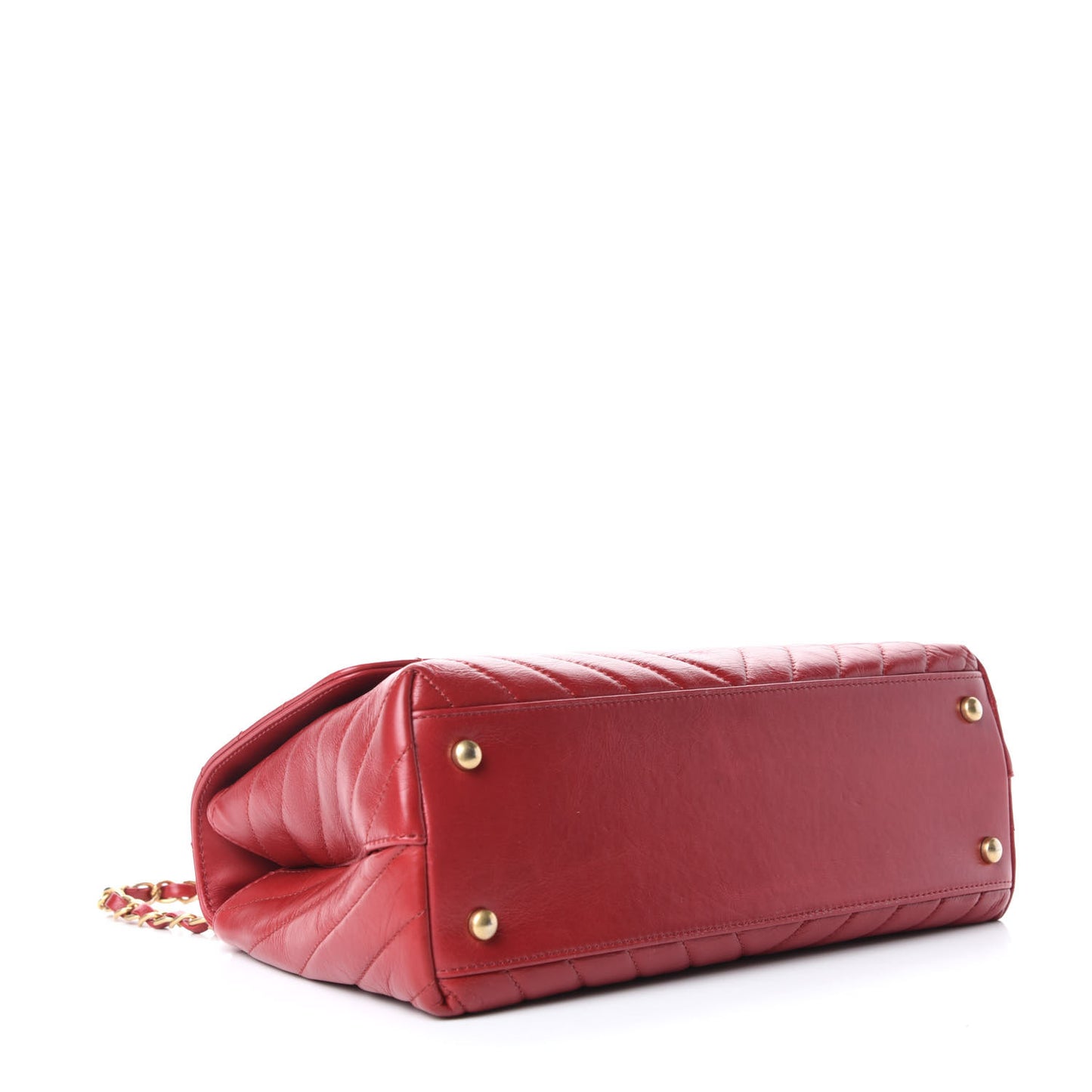 Calfskin Chevron Quilted Small Coco Handle Flap Red