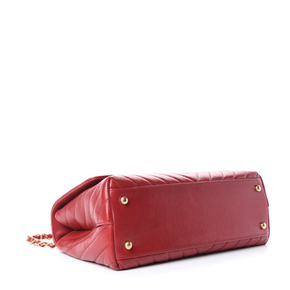 Chanel Calfskin Chevron Quilted Small Coco Handle Flap Red 4 of 9