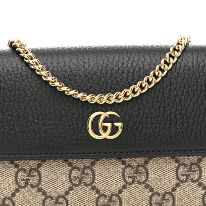 Gucci Dollar Calfskin GG Supreme Monogram Petite GG Marmont Wallet Chain Bag Black Beige Ebony 9 of 11