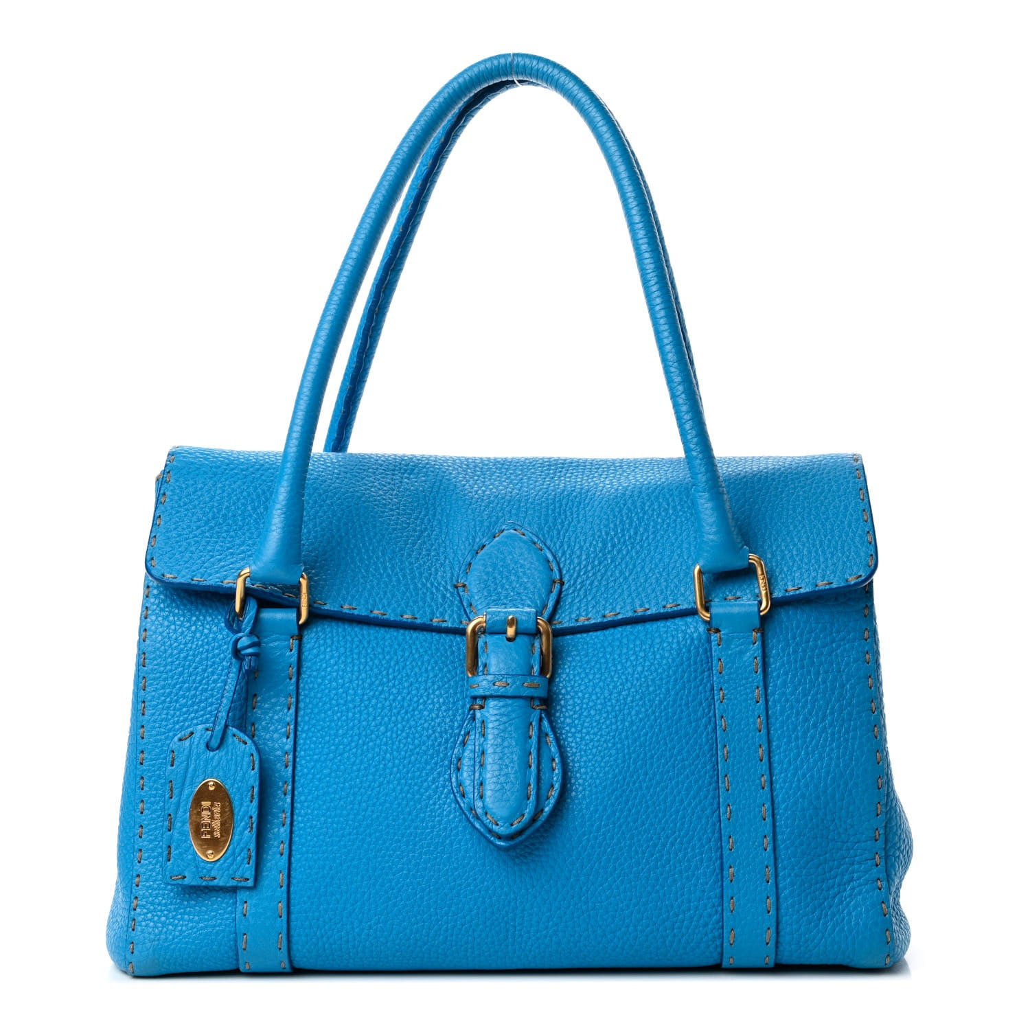 Fendi Cuoio Romano Selleria Medium Linda Satchel True Blue Corda 1 of 5