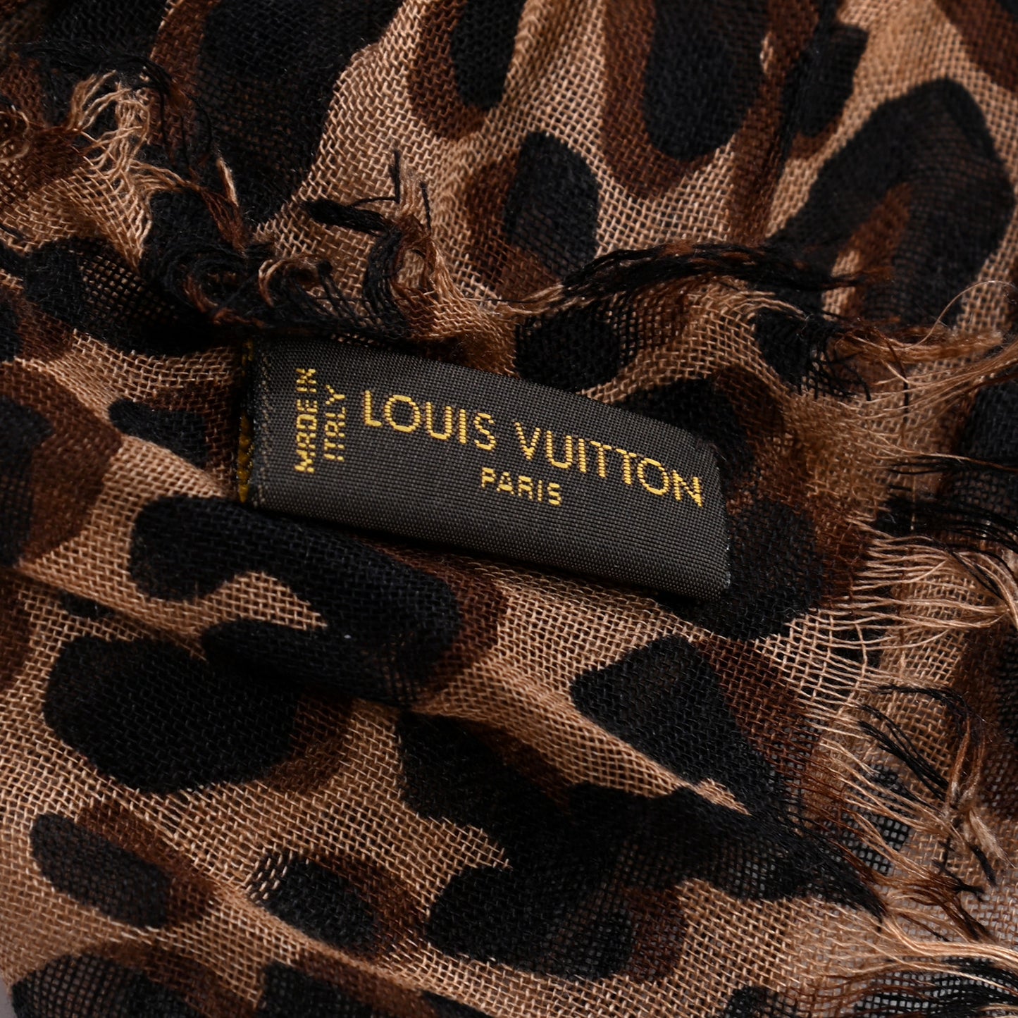 Cashmere Silk Leopard Etole Stole Marron