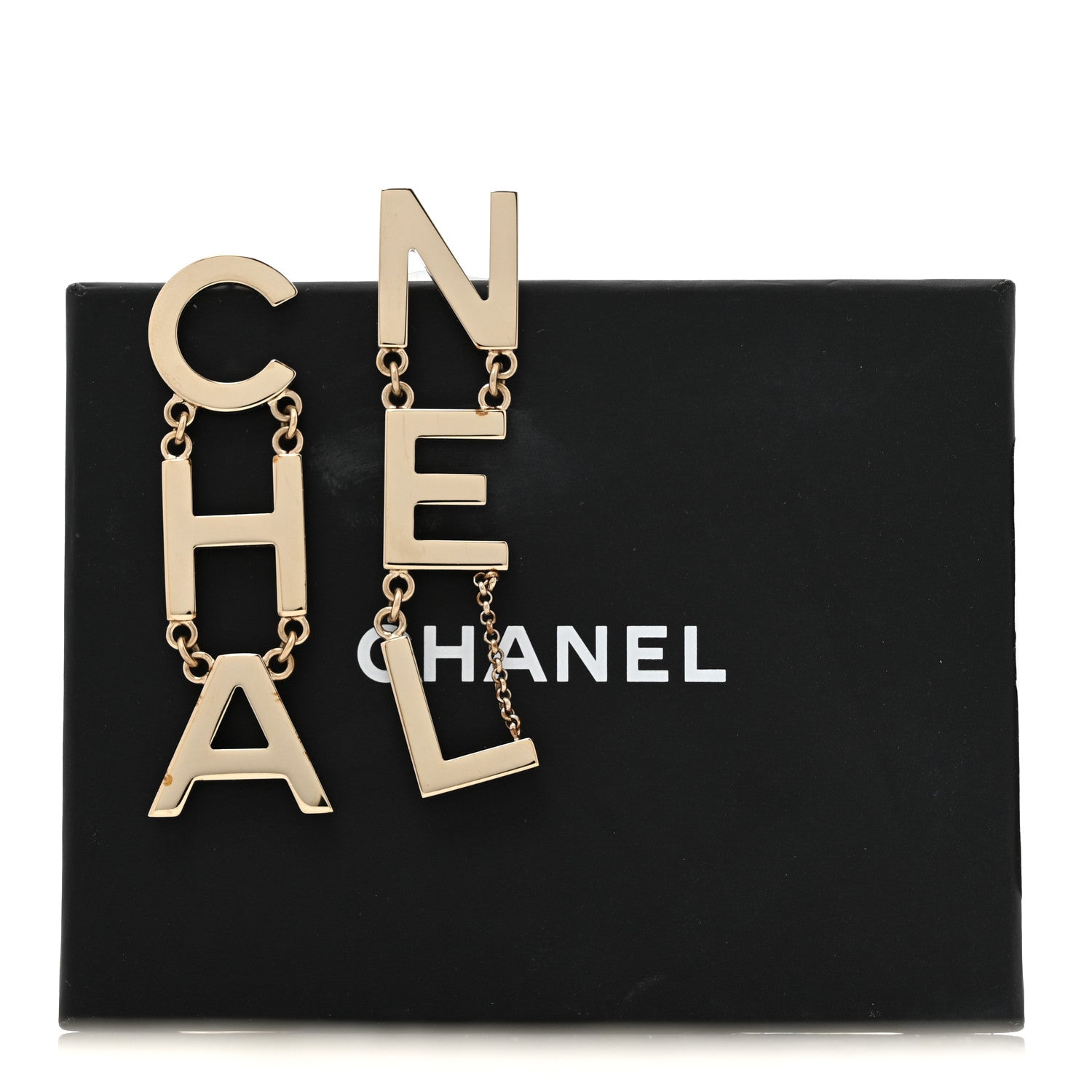 Chanel Metal Cha-Nel Logo Drop Earrings Gold 7 of 7