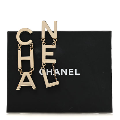 Chanel Metal Cha-Nel Logo Drop Earrings Gold 7 of 7