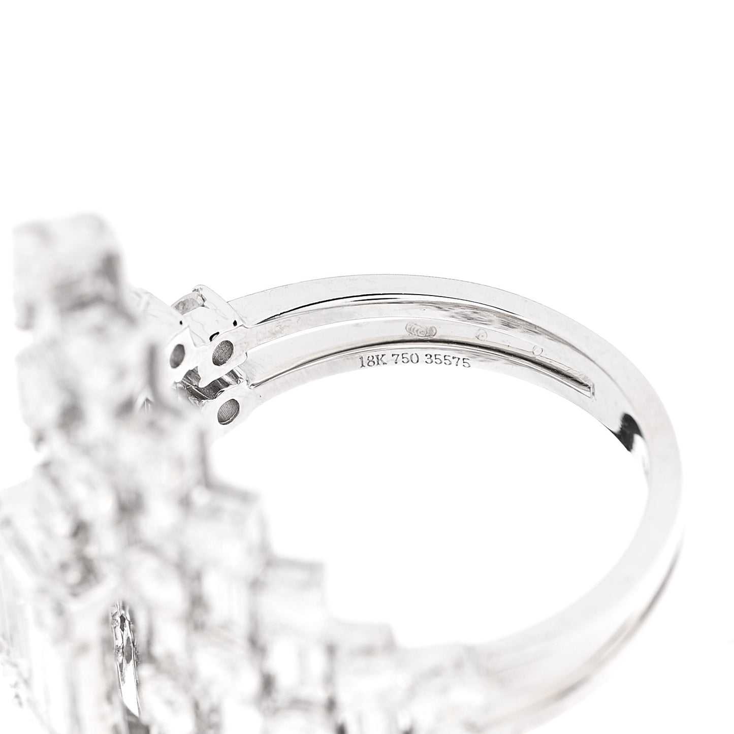 18K White Gold Diamond 2.95ctw Round Baguette Cut Cocktail Ring 53 6.5
