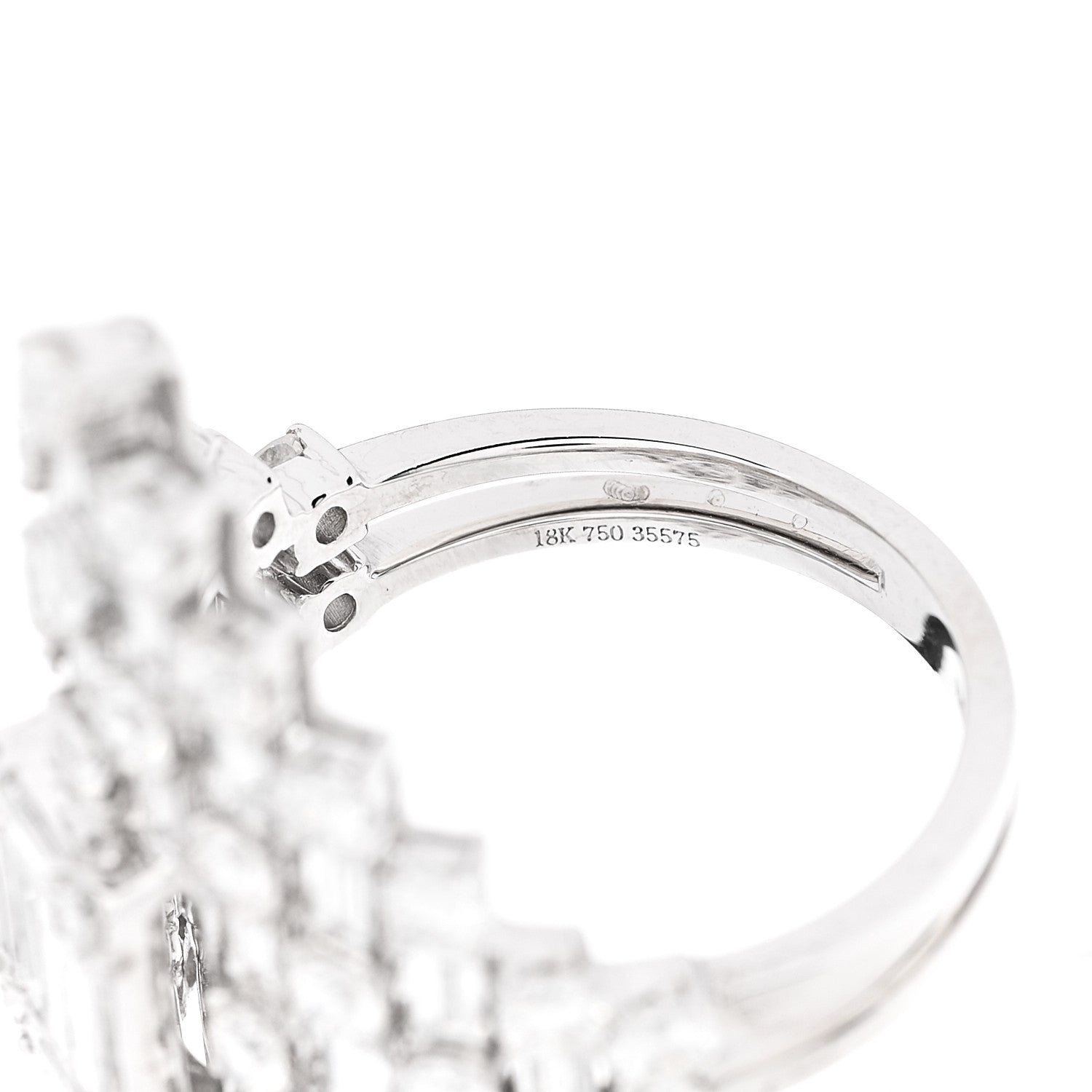 Parker & West by FASHIONPHILE 18K White Gold Diamond 2.95ctw Round Baguette Cut Cocktail Ring 53 6.5 8 of 8