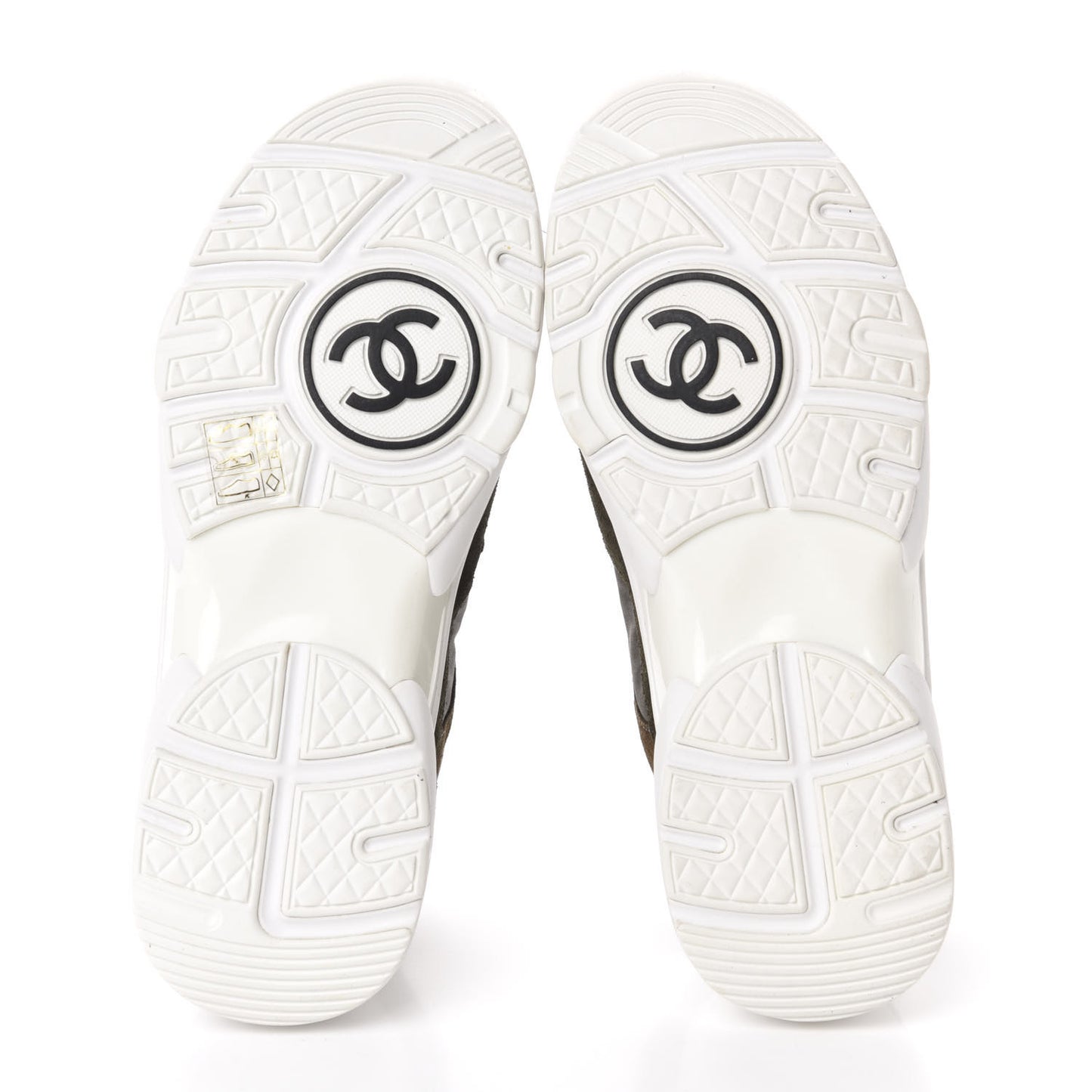 Fabric Calfskin Suede CC Womens Sneakers 36 Dark Green