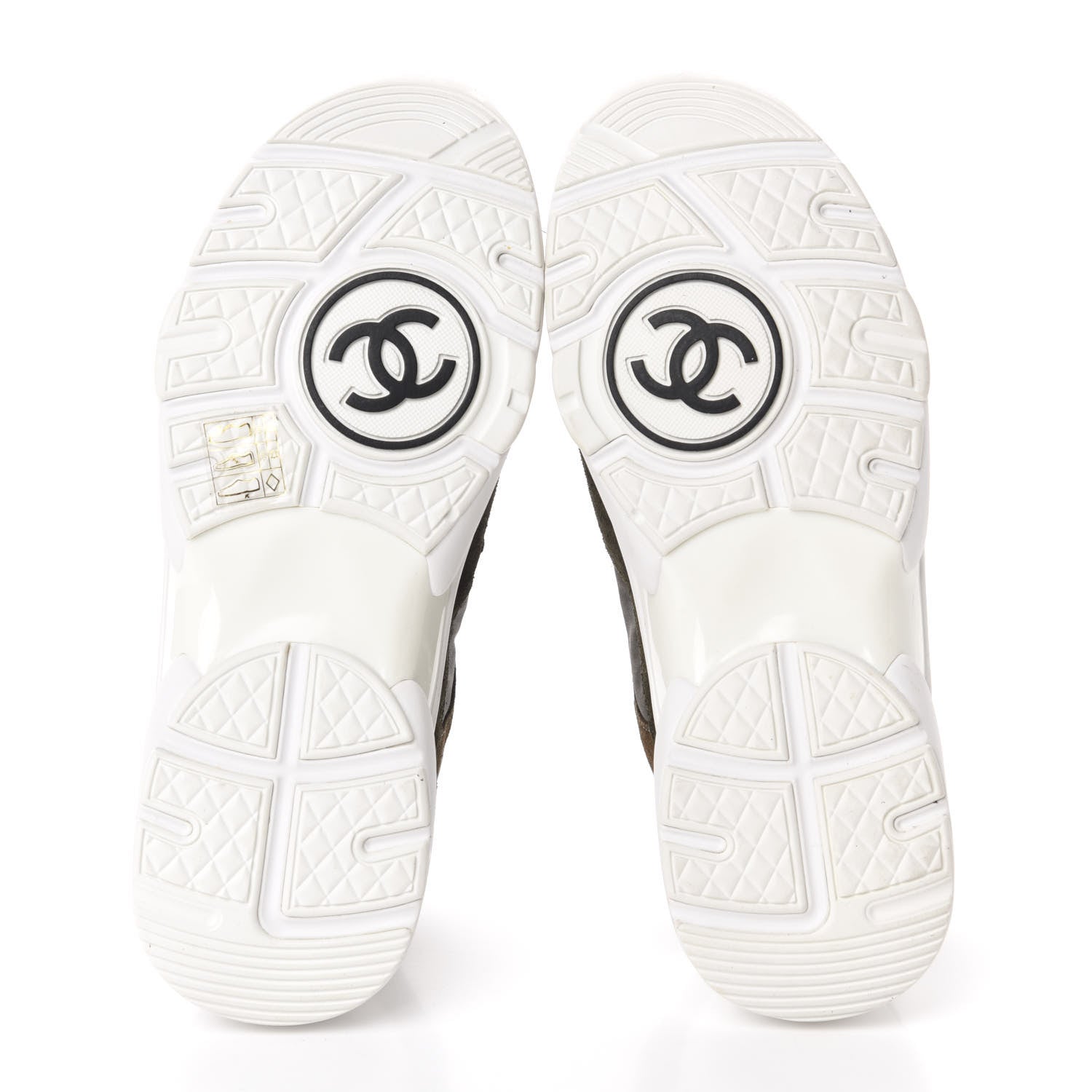 Chanel Fabric Calfskin Suede CC Womens Sneakers 36 Dark Green 6 of 9