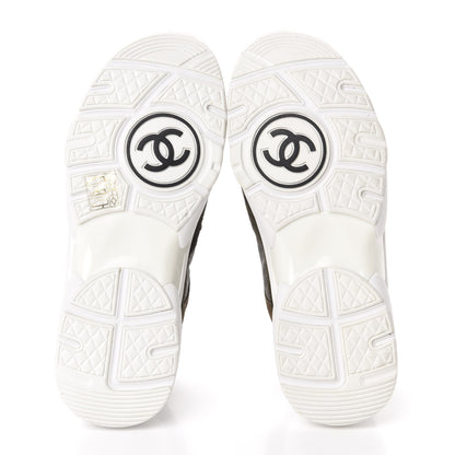 Chanel Fabric Calfskin Suede CC Womens Sneakers 36 Dark Green 6 of 9