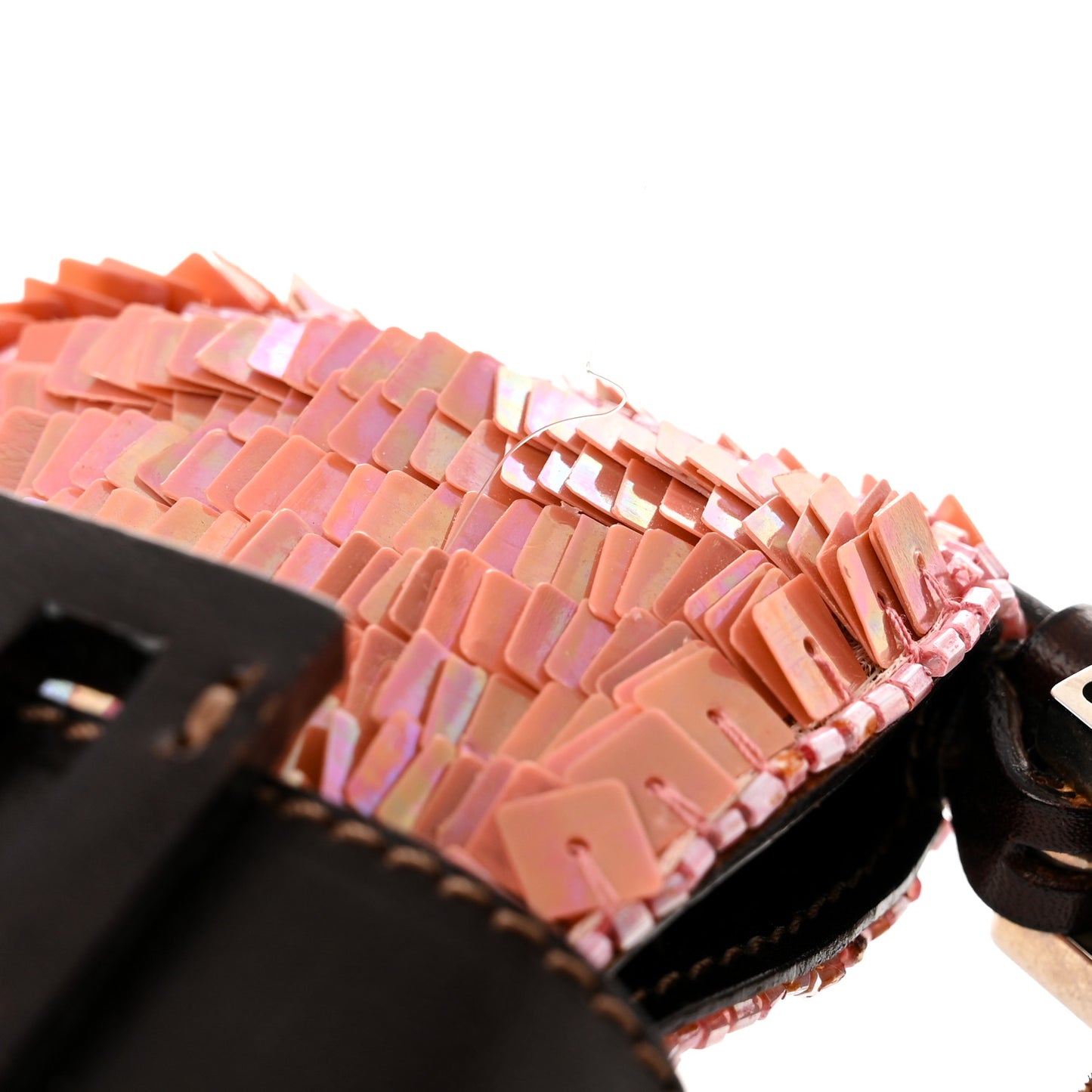 Sequin Paillettes Mini Half Moon Baguette Pink