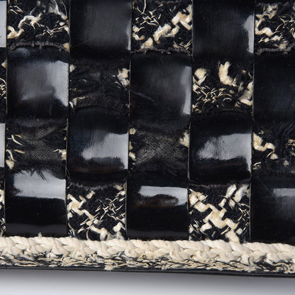 Chanel Tweed Vinyl Woven Medium Single Flap Black White 11 of 19