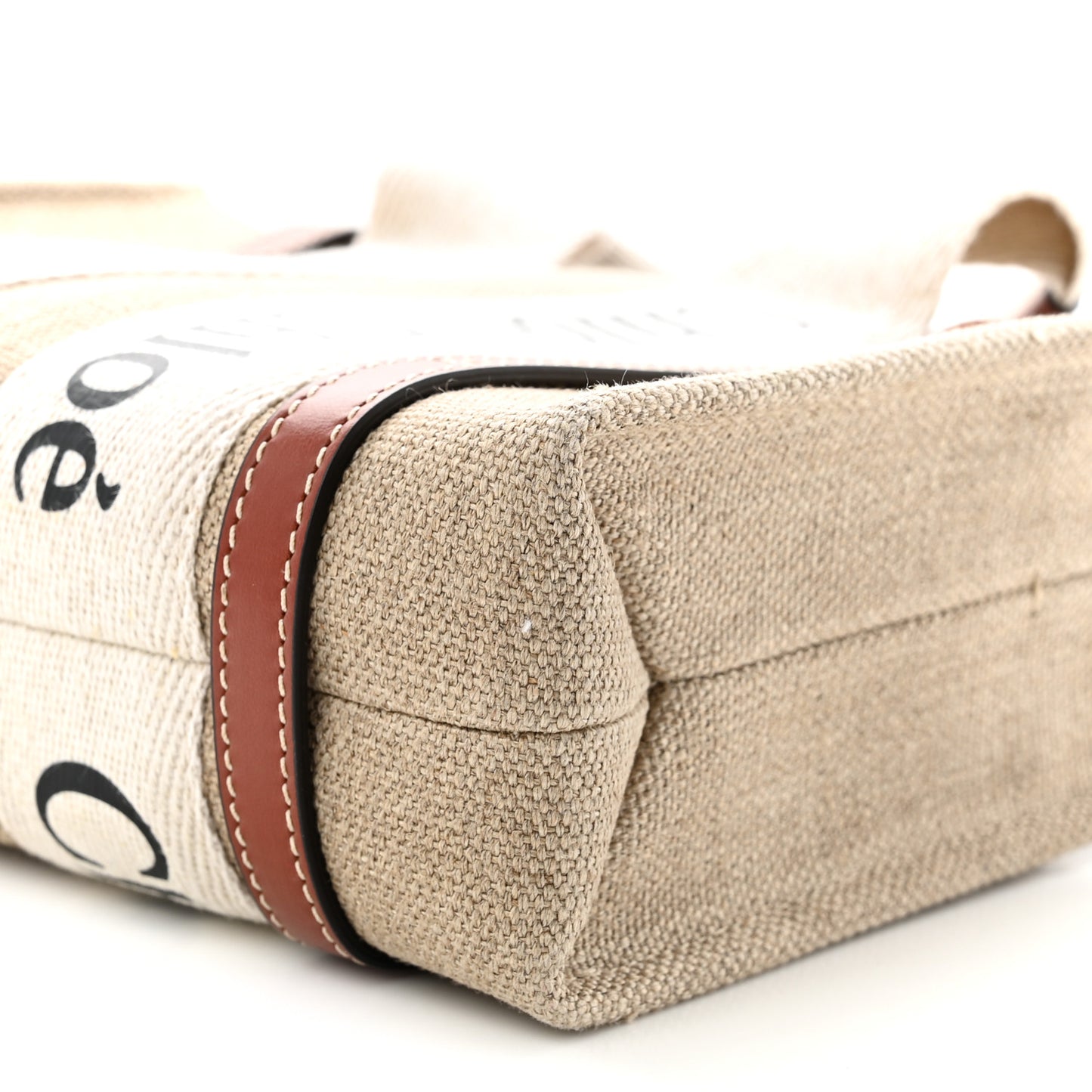 Cotton Calfskin Mini Woody Ribbon Tote White Brown White Brown
