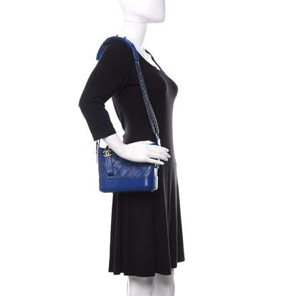 Chanel Aged Calfskin Quilted Small Gabrielle Hobo Blue 2 of 11