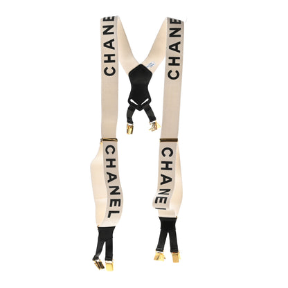 Chanel Logo Suspenders Black White 1 of 10