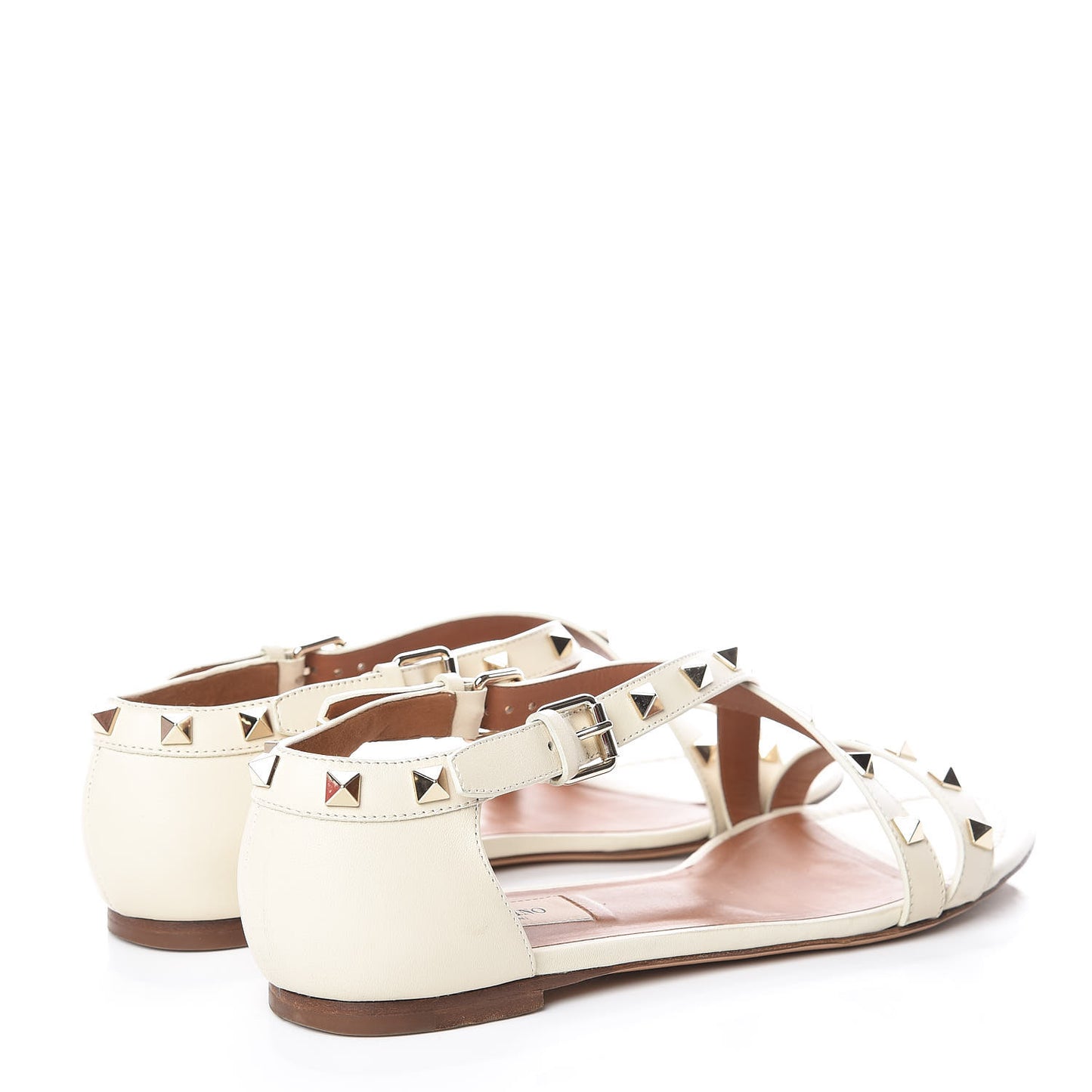 Nappa Rockstud Flat Sandals 39 White
