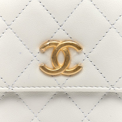 Chanel Calfskin Quilted About Pearls Card Holder Flap With Chain White 8 of 10