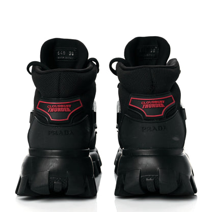 Prada Knit Fabric Cloudbust Thunder High Top Sneakers 38 Black 5 of 9
