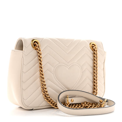 Gucci Calfskin Matelasse Small GG Marmont Shoulder Bag White 3 of 15