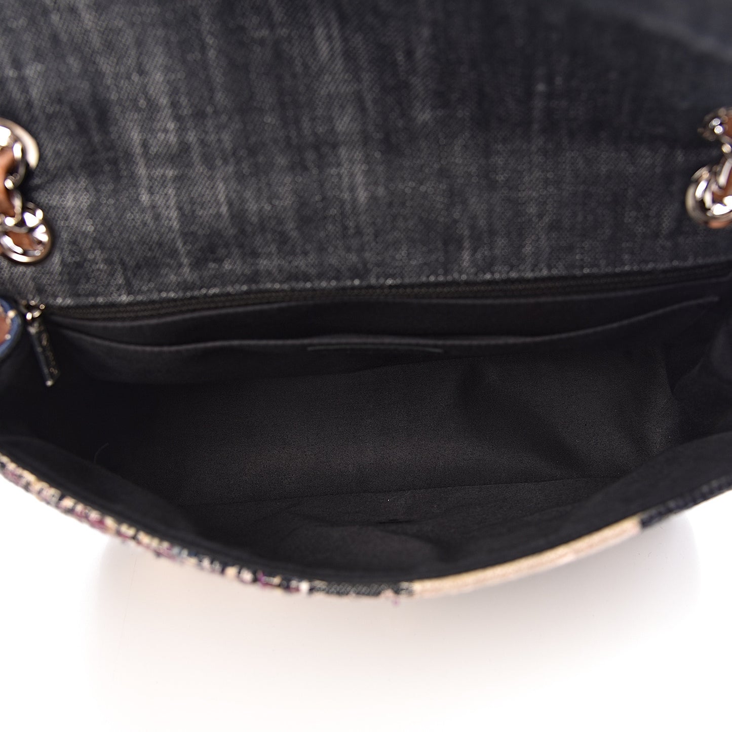 Denim Tweed Patchwork Jumbo Single Flap Multicolor