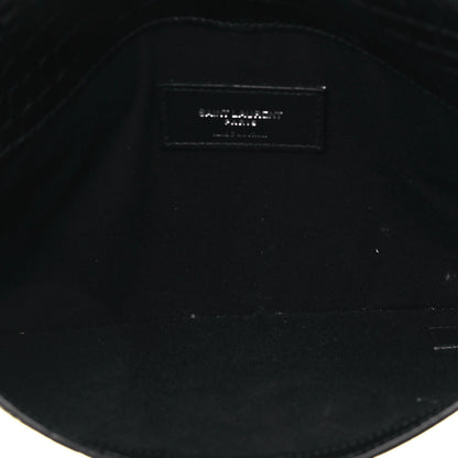 Saint Laurent Calfskin Crocodile Embossed Uptown Monogram Clutch Black 5 of 8