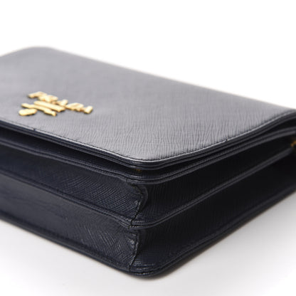 Prada Saffiano Lux Chain Wallet Baltico 7 of 11