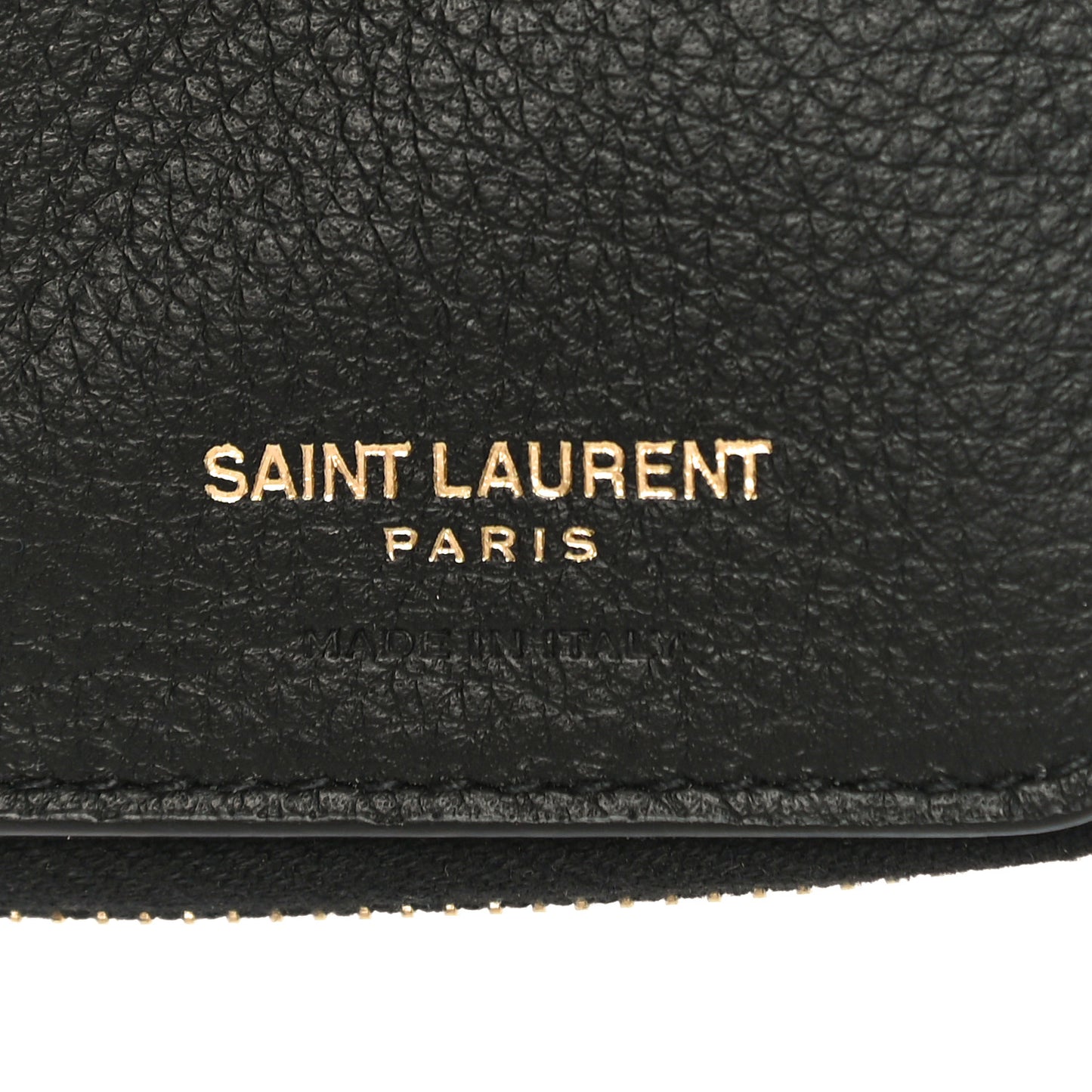 Grained Calfskin Tiny Monogram Compact Zip Around Wallet Black