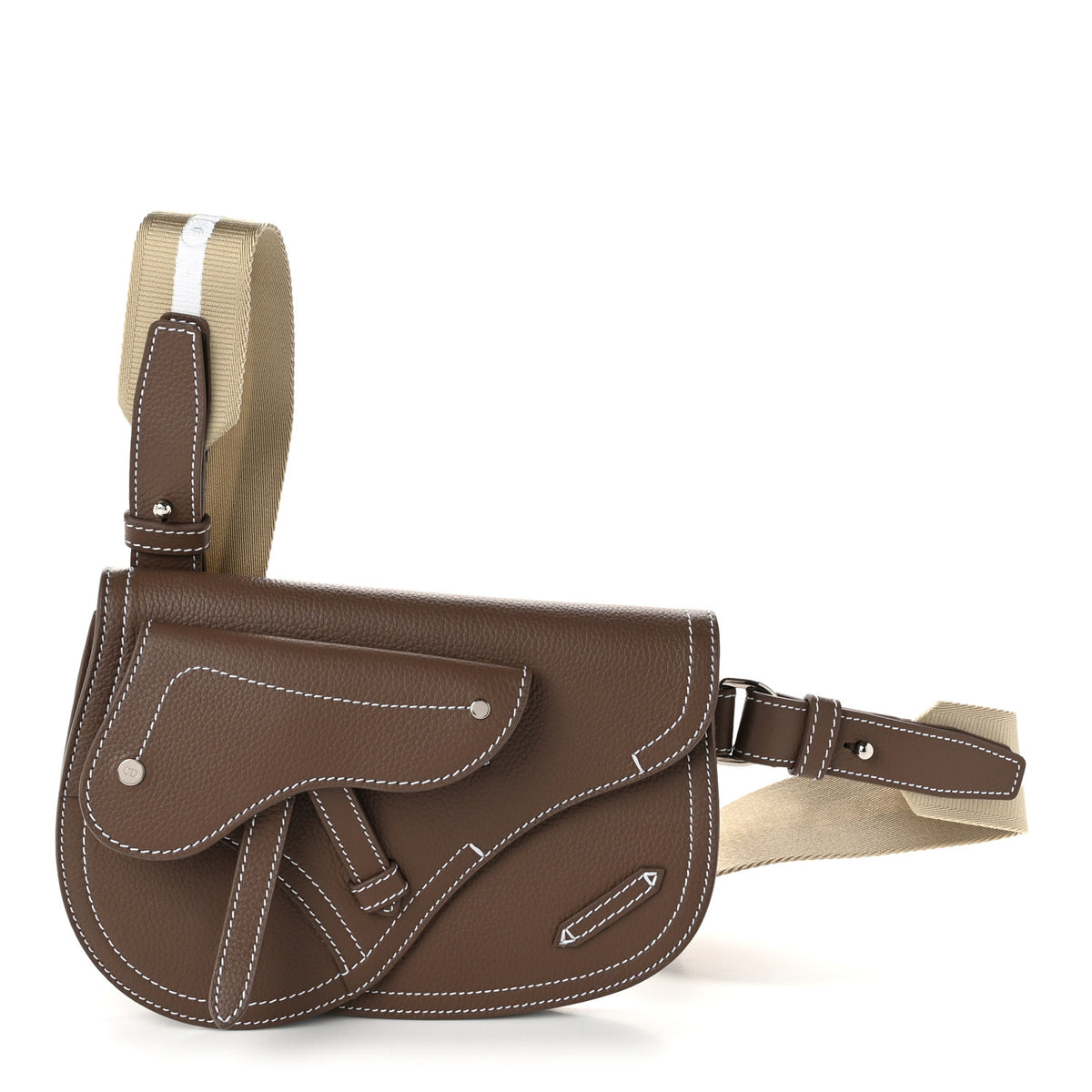 X KAWS Grained Calfskin Saddle Pouch Marron Multicolor